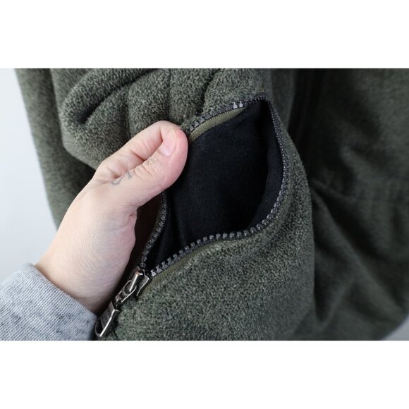Vtg 90s Eddie Bauer Mens 2XL XXL Faded Fleece Full Zip Jacket Green Polyester - Picture 5 of 14